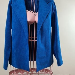 Vintage Court Romi Ultra Suede Blue Jacket Open Front Size 10